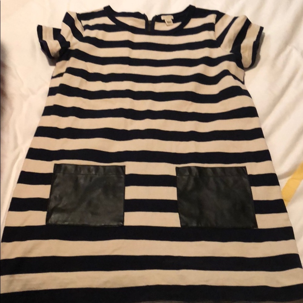 J. Crew cotton dress with leather pockets